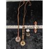 Image 1 : 2 Wood + Leather Stone Pendants + 2 Petrified Wood Pocket stones + 1 Wood Watch