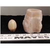 Image 2 : Orange Calcite Tea Light Holder  + Polished Orange Calcite Egg with Stand