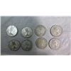 Image 2 : CANADA 8 ELIZABETH II SILVER 25 CENT COINS: 1964, 1954, 1962, 1957, 1956, 1965, 1955,1959