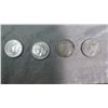 Image 2 : CANADA 4-25 CENT SILVER COINS 1947 MAPLE LEAF: 1952, 1950, 1939  GEORGE VI