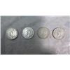Image 2 : CANADA 4-25 CENT SILVER COINS 1947 MAPLE LEAF: 1940, 1939, 1952  GEORGE VI
