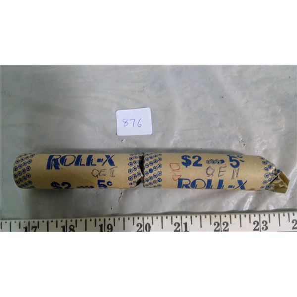 CANADA ELIZABETH II 5 CENT COINS NOT SILVER PRE 1970 DATES 2 ROLLS $4.OO