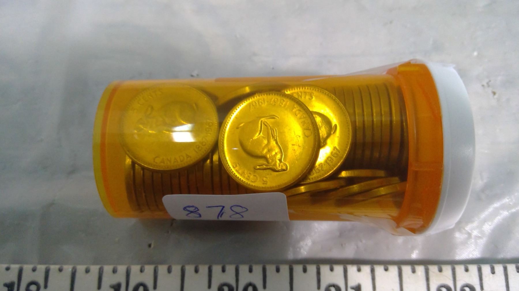 CANADA ELIZABETH II 5 CENT COIN 1967 RABBIT ONE ROLL $ 2.00