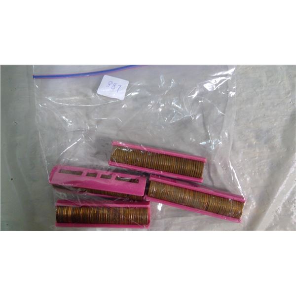 CANADA ELIZABETH II ONE CENT 1976,1962, 1967, 1977-4 ROLLS $2.00