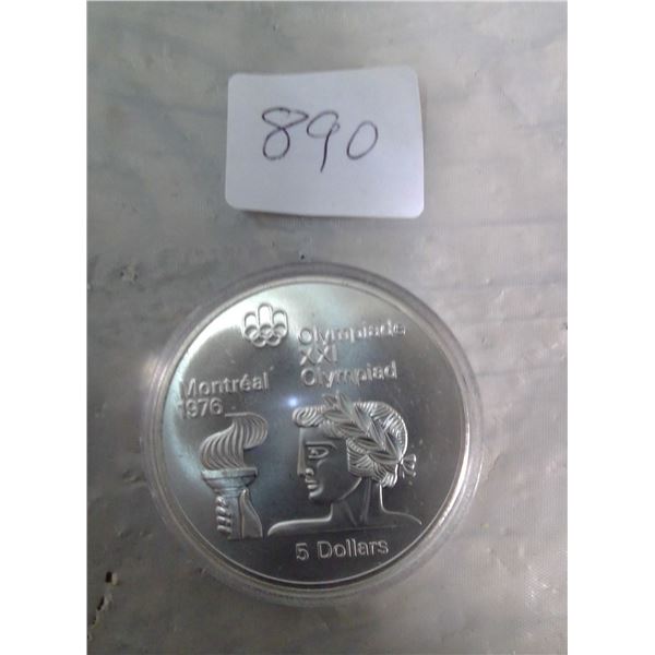 CANADA 1976 $5.00 UNCIRCULATED SILVER SERIES 2 ATHLETE WITH TORCH