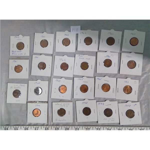 CANADA 23 ELIZABETH II & GEORGE VI ONE CENT COINS IN VERY GOOD LUSTRE