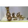 Image 1 : Assorted brass figurines, horse, vase, pitcher