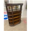 Image 1 : Carved Front Open Bookcase Display Shelf - Elm 58.5H x 42.5W x 14D in.
