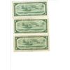 Image 2 : 3 x CAN One Dollar Bills $1 - 1954