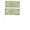 Image 2 : 2 x CAN One Dollar Bills $1 - 1954