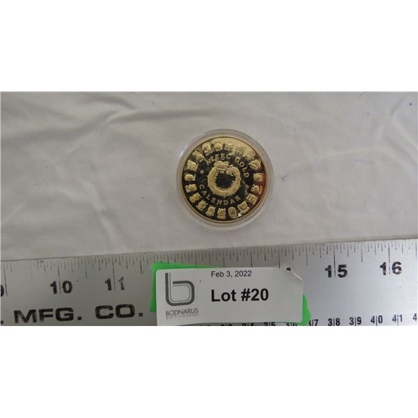 Aztec Gold Calendar Coin in case