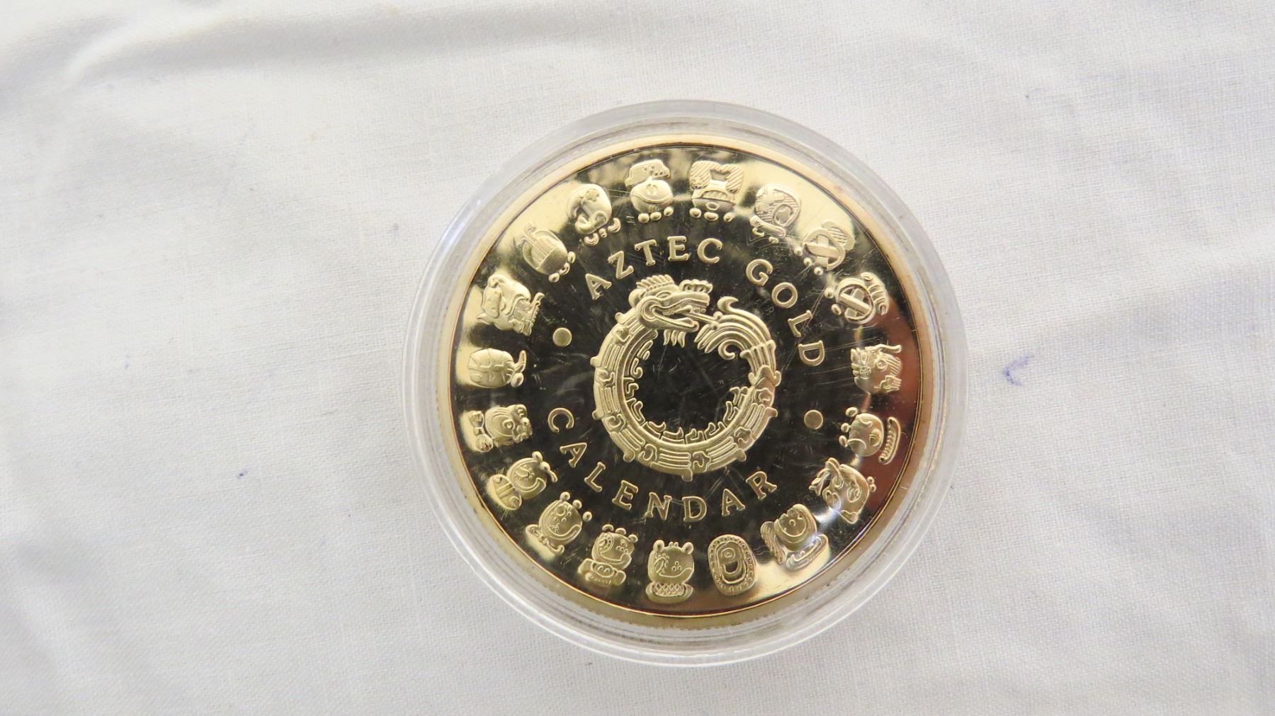 Aztec Gold Calendar Coin in case