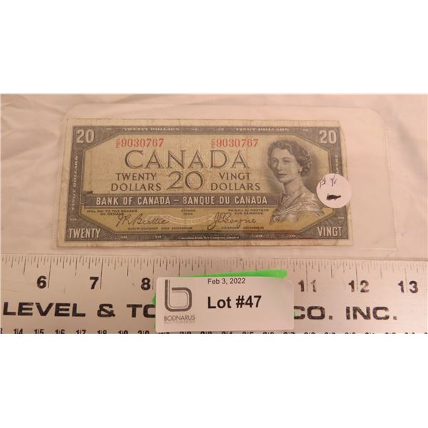 1954 Canadian 20 Dollar Bill Bodnarus Auctioneering 1954 Canadian 20 Dollar Bill Bodnarus Auctioneering