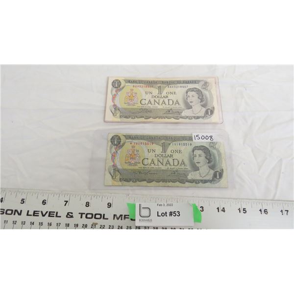 (2) 1973 Canadian 1 Dollar Bills