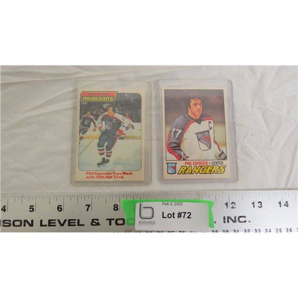 (2) 1977-78 OPC Phil Esposito hockey cards