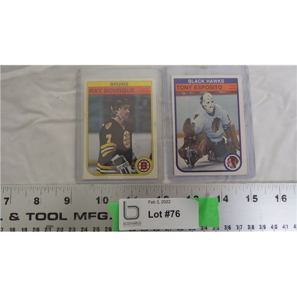 1982 OPC Tony Esposito + Ray Borque hockey cards