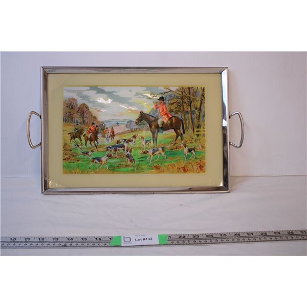 Foxhunt TV serving tray - glass top