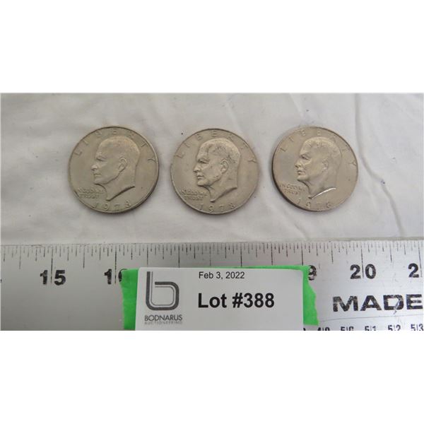 (3) 1978 US One Dollar coins