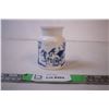 Image 2 : Blue and White Milk Glass Made in Belgium Container