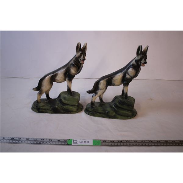 2 German Shepard Dog Figurines from 1945(chalkware) some repairs made