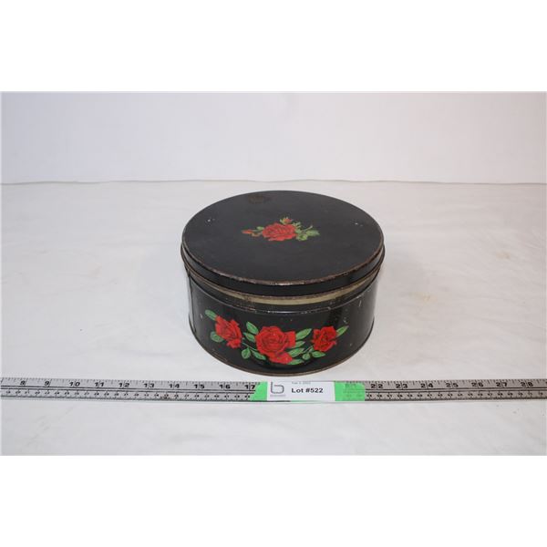 8 1/4 diameter tin Biscuit with red rose Motif