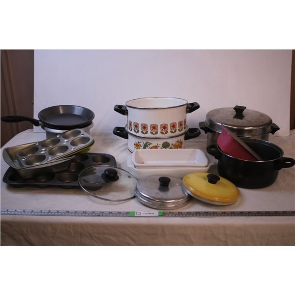 *Various Pots, Muffin Tins,pan,misc lids