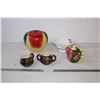 Image 1 : Vintage Apple Cookie jar, Tea Cup pot,Strawberry strainer basket
