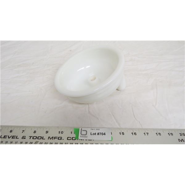 Milk glass dentist spit sink / spittoon