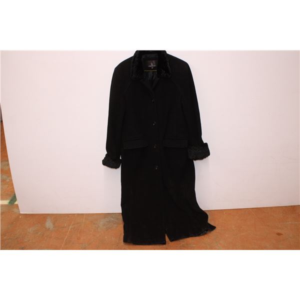 London Fog Long Black Coat Size 12