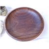 Image 4 : wooden bowl w/ brass serving plates - one gold plated