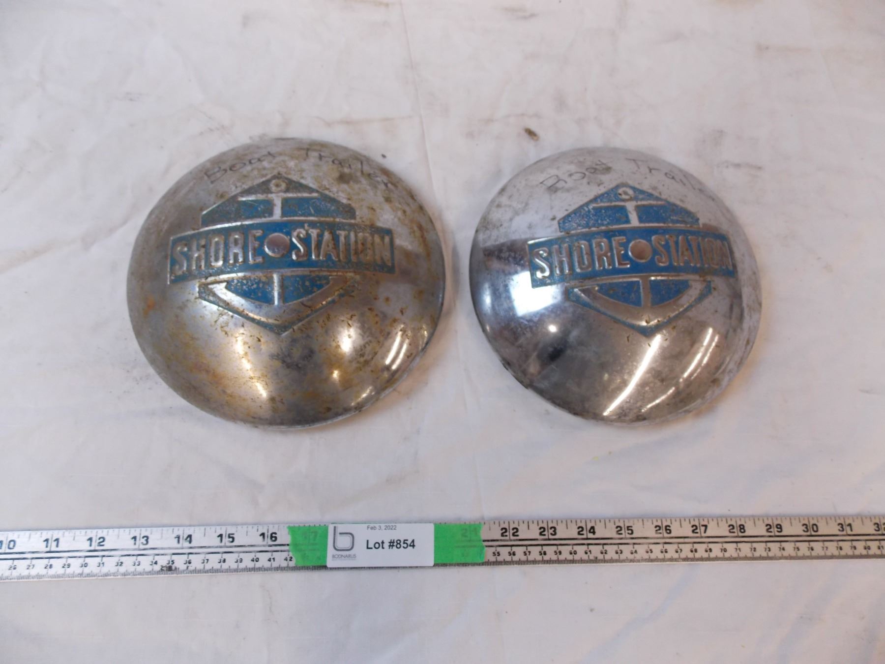 Pair of boat trailer hub caps