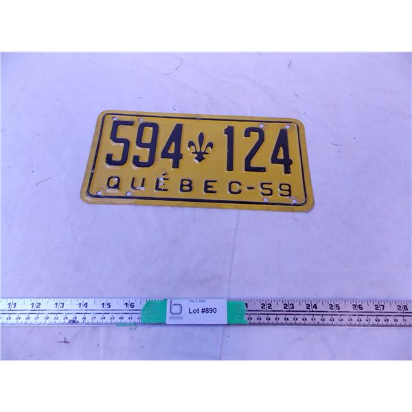 1959 quebec licence plate