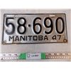 Image 1 : 1947 Manitoba licence plate