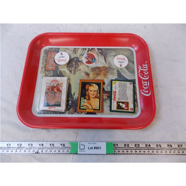 Coca cola cards + coke caps + coca cola tray