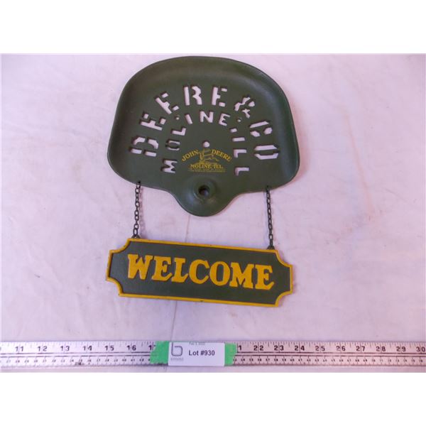 Cast iron John Deere welcome sign