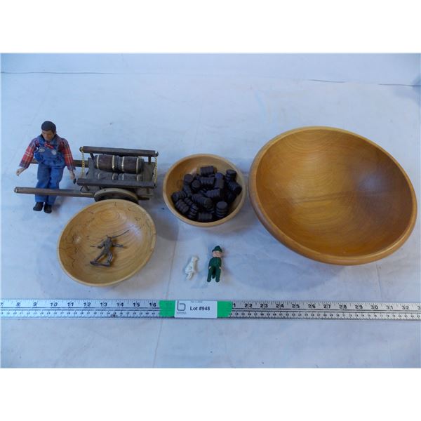 Cast iron toys with wooden bowls