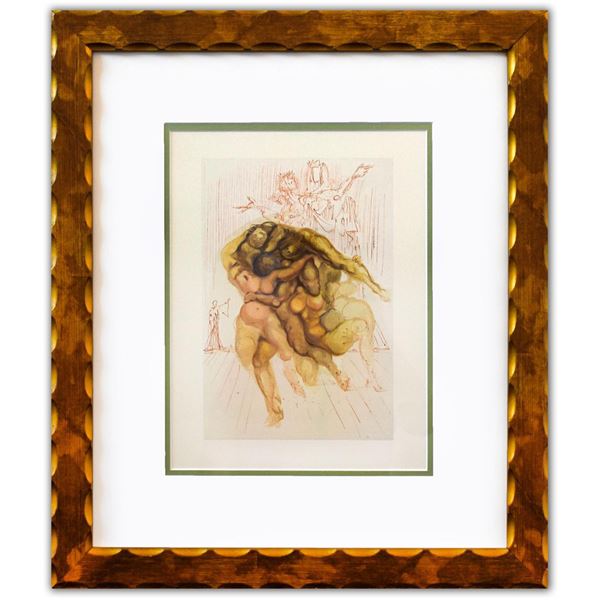 Salvador Dali- Original Color Woodcut on B.F.K. Rives Paper "Inferno 8"