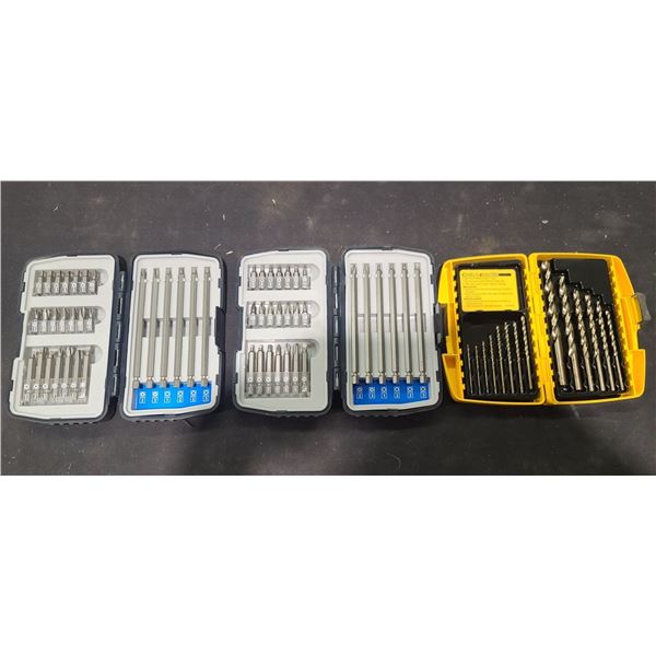 TWO MATERCRAFT BIT SETS AND DEWALT DRILL BITS. COMPLETE SETS, NEW.
