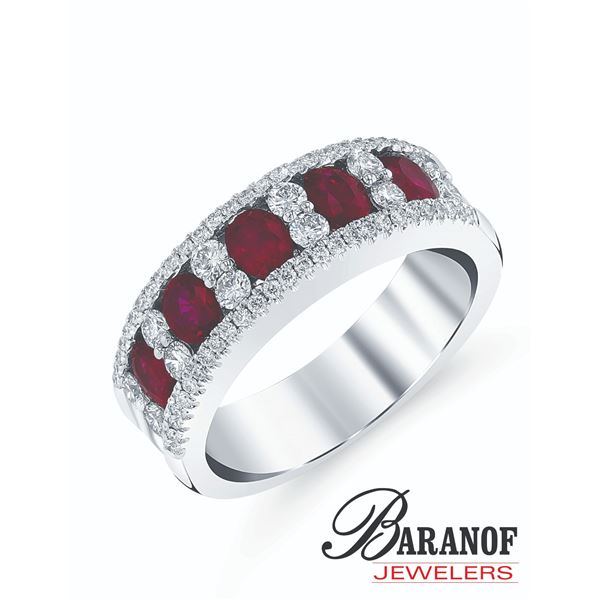 NATURAL BURMA RUBY & WHITE DIAMOND RING #285633
