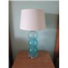 Image 2 : Qty 4 Table Lamps GR-LT-1 w/ Blue Rounded Glass  & White Shade 12"D x 30"H