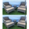 Image 1 : Qty 4 Synthetic Rattan Armchairs 28"x27"x34"H w/ 4 Ottomans & 2 Matching Tables