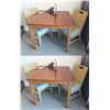 Image 1 : Qty 2 Samuelson Wooden Table w/ 4 Woven Rattan Chairs