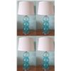 Image 1 : Qty 4 Table Lamps GR-LT-1 w/ Blue Rounded Glass  & White Shade 12"D x 30"H