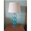 Image 3 : Qty 4 Table Lamps GR-LT-1 w/ Blue Rounded Glass  & White Shade 12"D x 30"H