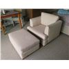 Image 2 : Qty 2 Upholstered Armchairs 35"x23"x28"H w/ Matching Ottoman 35"x22"x14"H