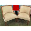 Image 1 : Qty 2 Upholstered Chairs w/ Wooden Frame, Decorative Curved Back 25"x21"x36"H