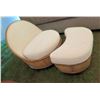 Image 1 : Modern Upholstered Rattan Chair w/ Ottoman
