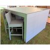 Image 1 : Square Synthetic Rattan Table 62"x62"x42"H w/ Glass Top & 2 Matching Chairs