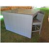 Image 2 : Square Synthetic Rattan Table 62"x62"x42"H w/ Glass Top & 2 Matching Chairs