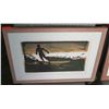 Image 1 : Wood Framed Block Print - 'Last Wave II' Surfer, Signed by Artist Bennett 18"x24"